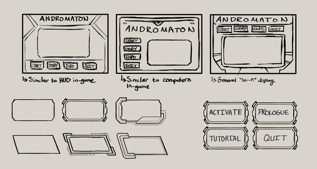 Main menu + button concepts