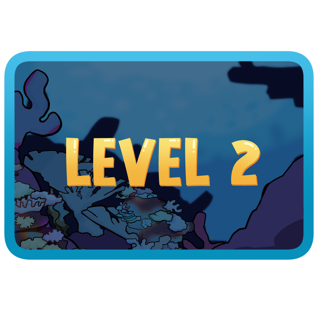 Level 2 button (BG art by Level 2 artist, Jonah Green)