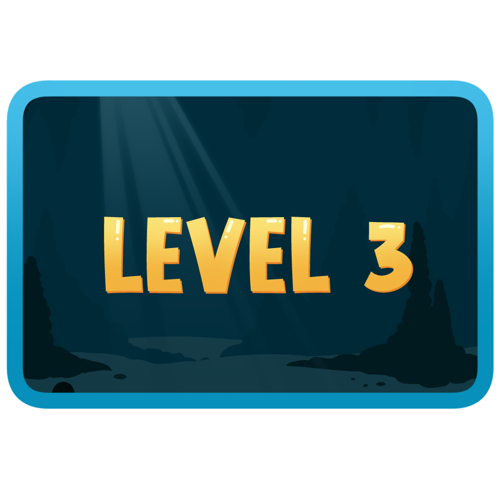 Level 3 button (BG art by Level 3 artist, Ethan Burry)
